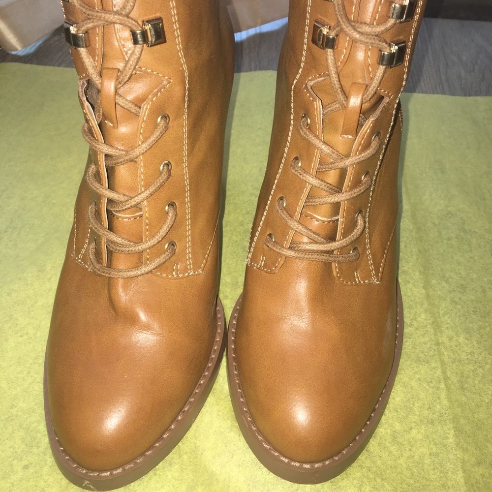 Aldo Cognac lace up boots worn twice